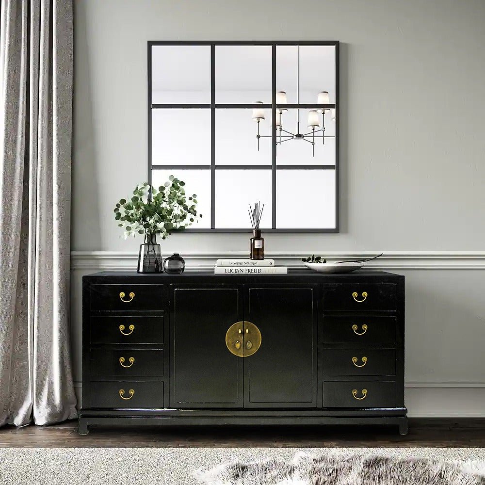 Black Lacquer Sideboard w 8 Drawers - Dyag East