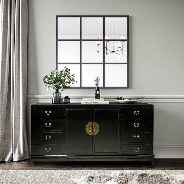 Black Lacquer Sideboard w 8 Drawers - Dyag East