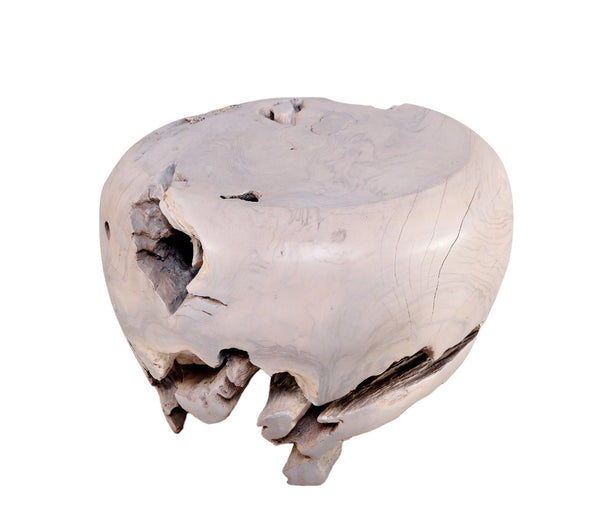 Bleached White Teak Root Accent or Side Table or Stool 23 - Dyag East
