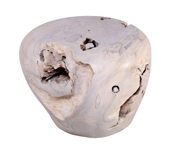 Bleached White Teak Root Accent or Side Table or Stool 23 - Dyag East