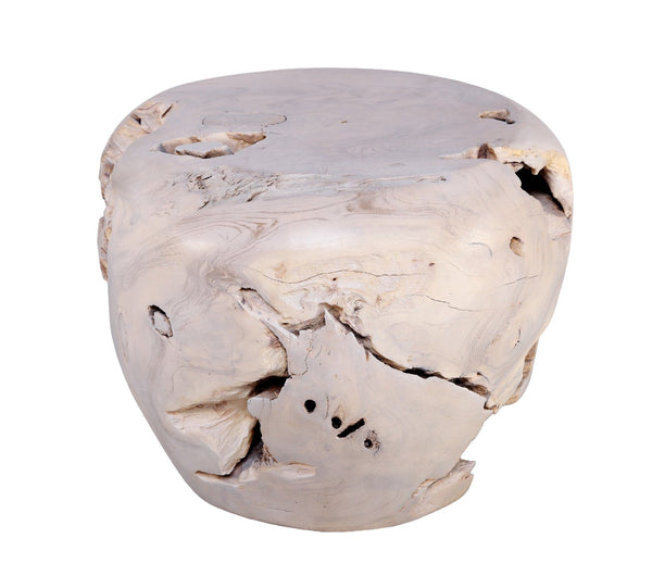 Bleached White Teak Root Accent or Side Table or Stool 23 - Dyag East