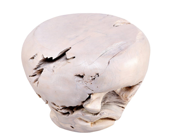 Bleached White Teak Root Accent or Side Table or Stool 24 - Dyag East
