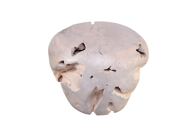 Bleached White Teak Root Accent or Side Table or Stool 24 - Dyag East