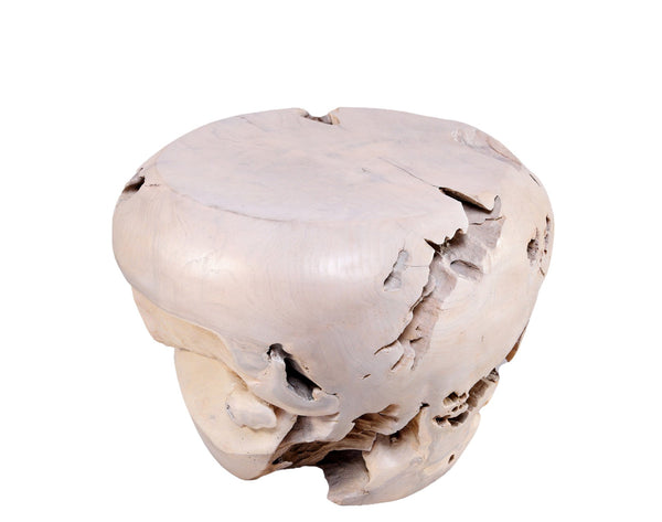 Bleached White Teak Root Accent or Side Table or Stool 24 - Dyag East