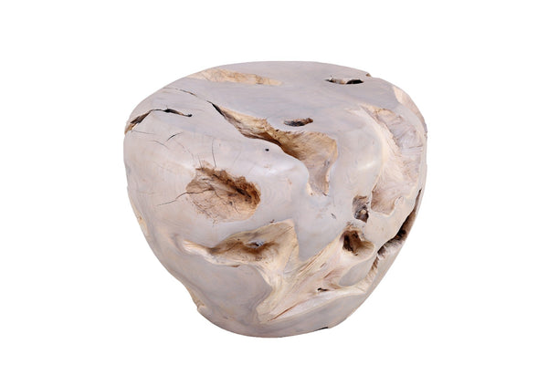 Bleached White Teak Root Accent or Side Table or Stool 26 - Dyag East