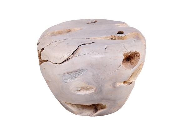 Bleached White Teak Root Accent or Side Table or Stool 26 - Dyag East