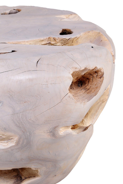 Bleached White Teak Root Accent or Side Table or Stool 26 - Dyag East