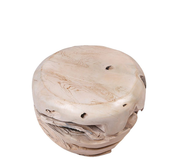 Bleached White Teak Root Accent or Side Table or Stool 30 - Dyag East
