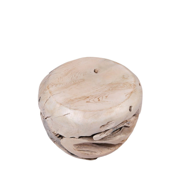 Bleached White Teak Root Accent or Side Table or Stool 30 - Dyag East