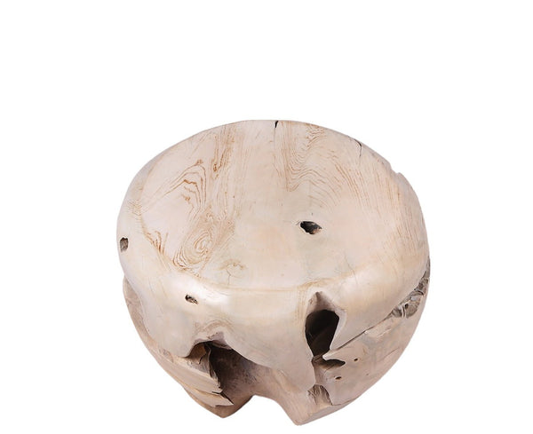 Bleached White Teak Root Accent or Side Table or Stool 30 - Dyag East