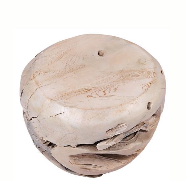 Bleached White Teak Root Accent or Side Table or Stool 30 - Dyag East