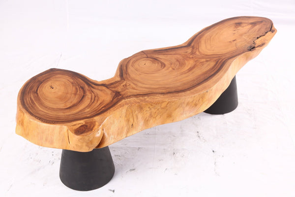 Brown Living Edge Coffee Table with Black Legs - Dyag East