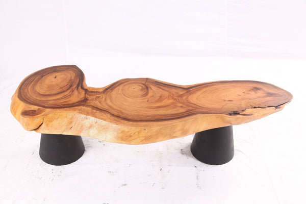 Brown Living Edge Coffee Table with Black Legs - Dyag East