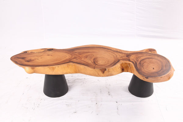 Brown Living Edge Coffee Table with Black Legs - Dyag East