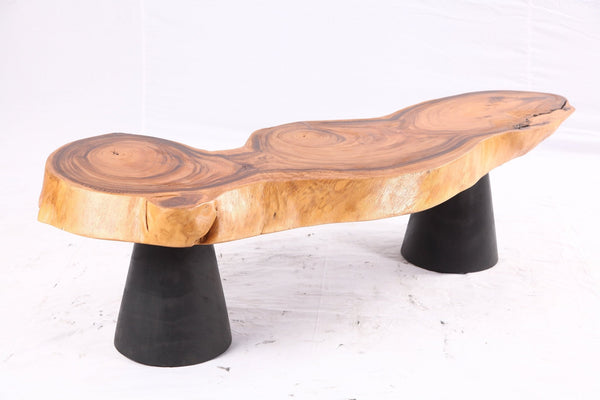 Brown Living Edge Coffee Table with Black Legs - Dyag East