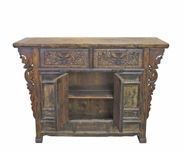 Carved Elm Dual-Drawer Cabinet - Dyag East