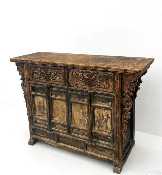 Carved Elm Dual - Drawer Cabinet - Dyag East