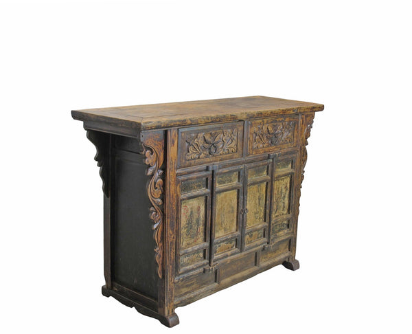 Carved Elm Dual-Drawer Cabinet - Dyag East