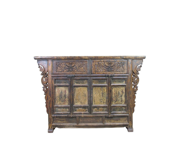 Carved Elm Dual-Drawer Cabinet - Dyag East