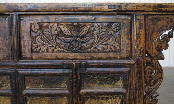 Carved Elm Dual-Drawer Cabinet - Dyag East