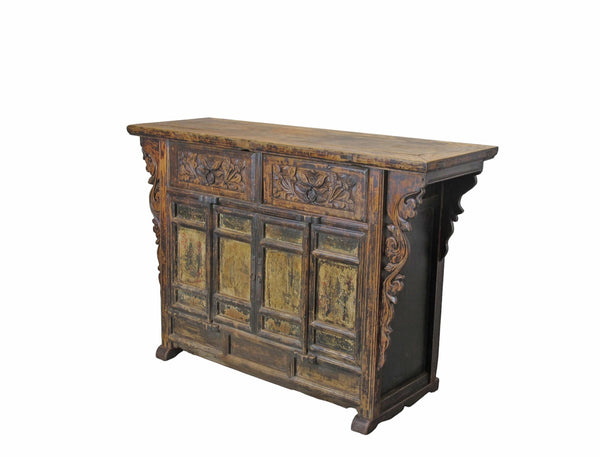 Carved Elm Dual-Drawer Cabinet - Dyag East