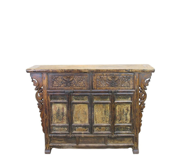 Carved Elm Dual-Drawer Cabinet - Dyag East