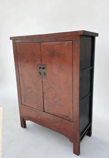 Chinoiserie - Style Hand - Painted Elm Cabinet - Dyag East