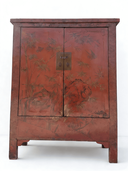 Chinoiserie - Style Hand - Painted Elm Cabinet - Dyag East