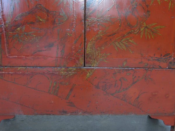 Chinoiserie-Style Hand-Painted Elm Cabinet - Dyag East