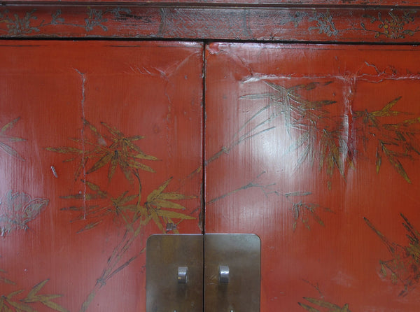 Chinoiserie-Style Hand-Painted Elm Cabinet - Dyag East
