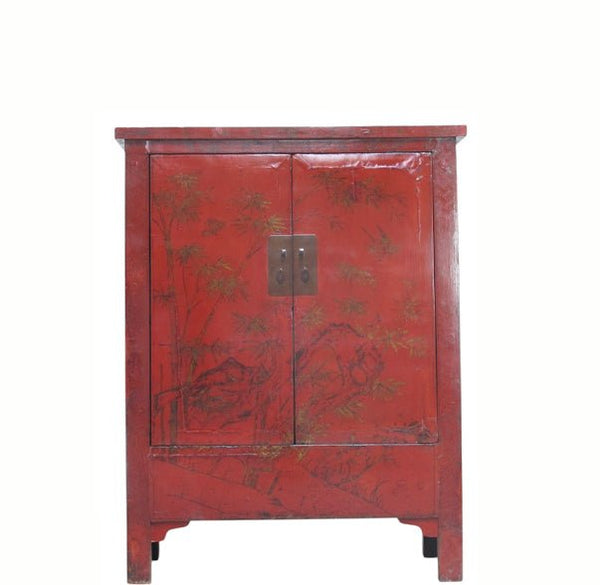 Chinoiserie-Style Hand-Painted Elm Cabinet - Dyag East