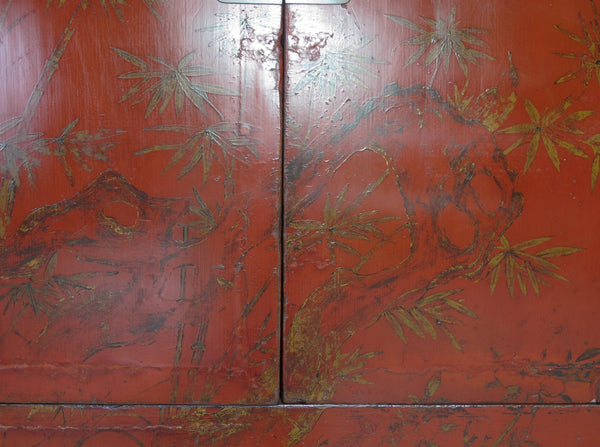 Chinoiserie-Style Hand-Painted Elm Cabinet - Dyag East