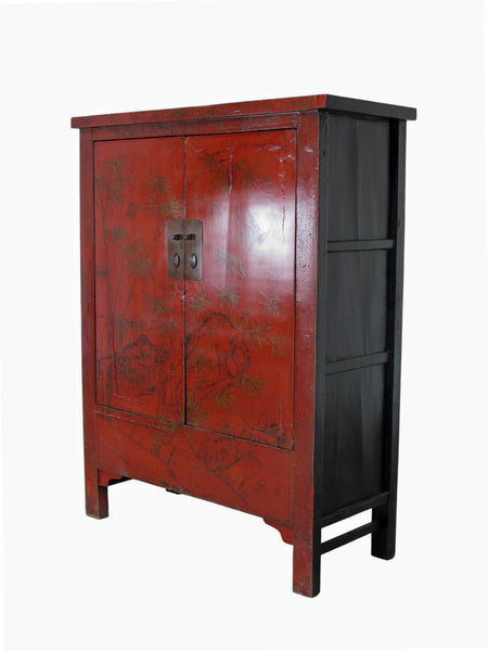 Chinoiserie-Style Hand-Painted Elm Cabinet - Dyag East