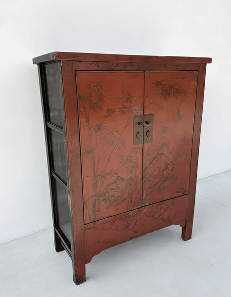 Chinoiserie - Style Hand - Painted Elm Cabinet - Dyag East