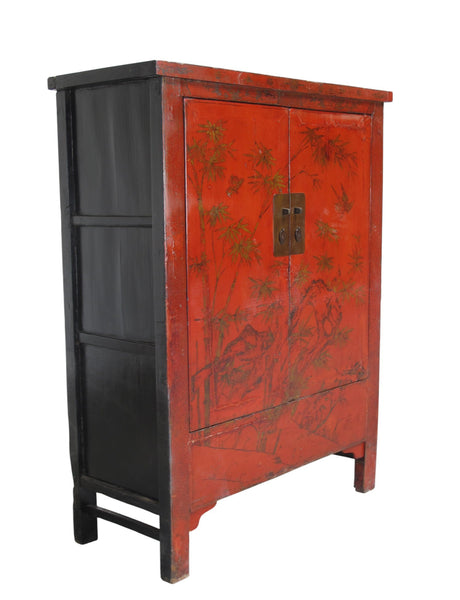 Chinoiserie-Style Hand-Painted Elm Cabinet - Dyag East