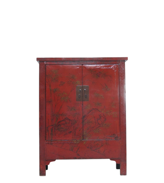 Chinoiserie-Style Hand-Painted Elm Cabinet - Dyag East