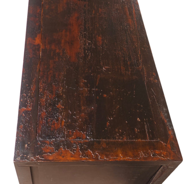 Circa 1926 Antique Chinese Dark Brown Painted Sideboard with Four Drawers and Four Doors - Dyag East