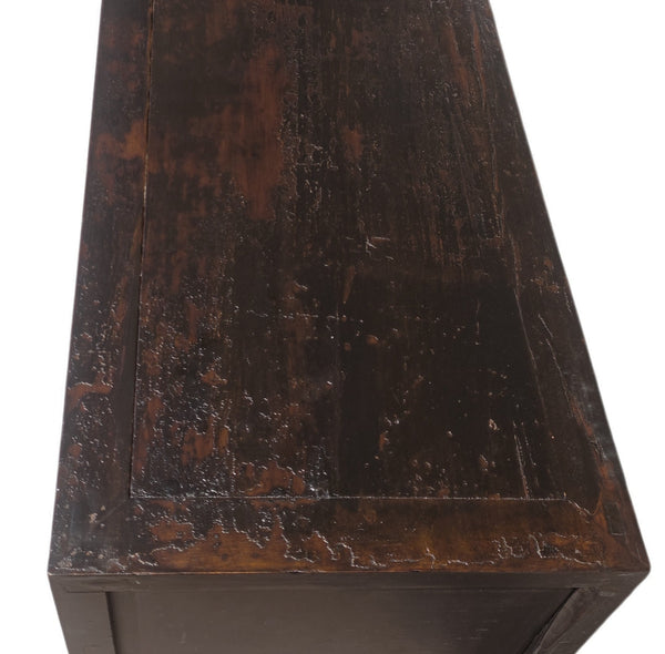 Circa 1926 Antique Chinese Dark Brown Painted Sideboard with Four Drawers and Four Doors - Dyag East