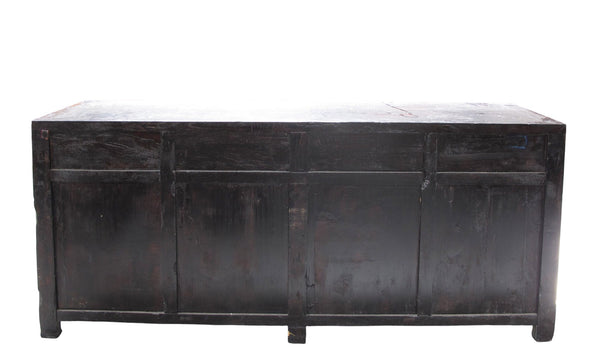 Circa 1926 Antique Chinese Dark Brown Painted Sideboard with Four Drawers and Four Doors - Dyag East