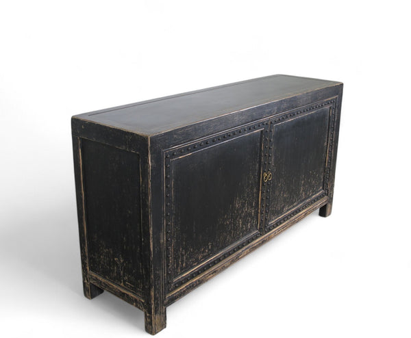 Distressed 2 Panels Door Black Sideboard - Dyag East