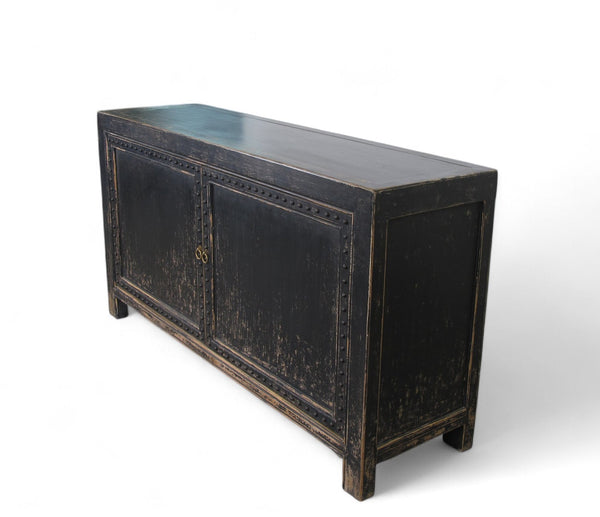 Distressed 2 Panels Door Black Sideboard - Dyag East