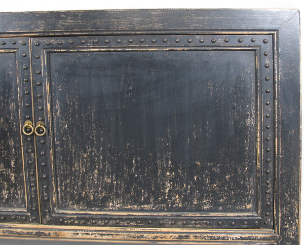 Distressed 2 Panels Door Black Sideboard - Dyag East