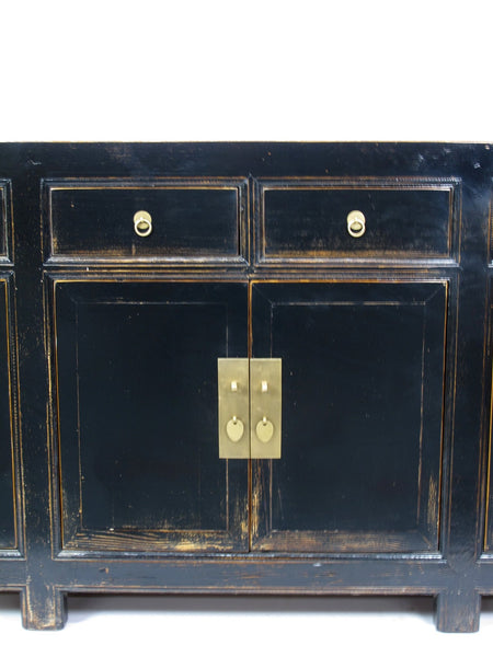 Distressed Antique Black 95" Long Sideboard Buffet Table - Dyag East
