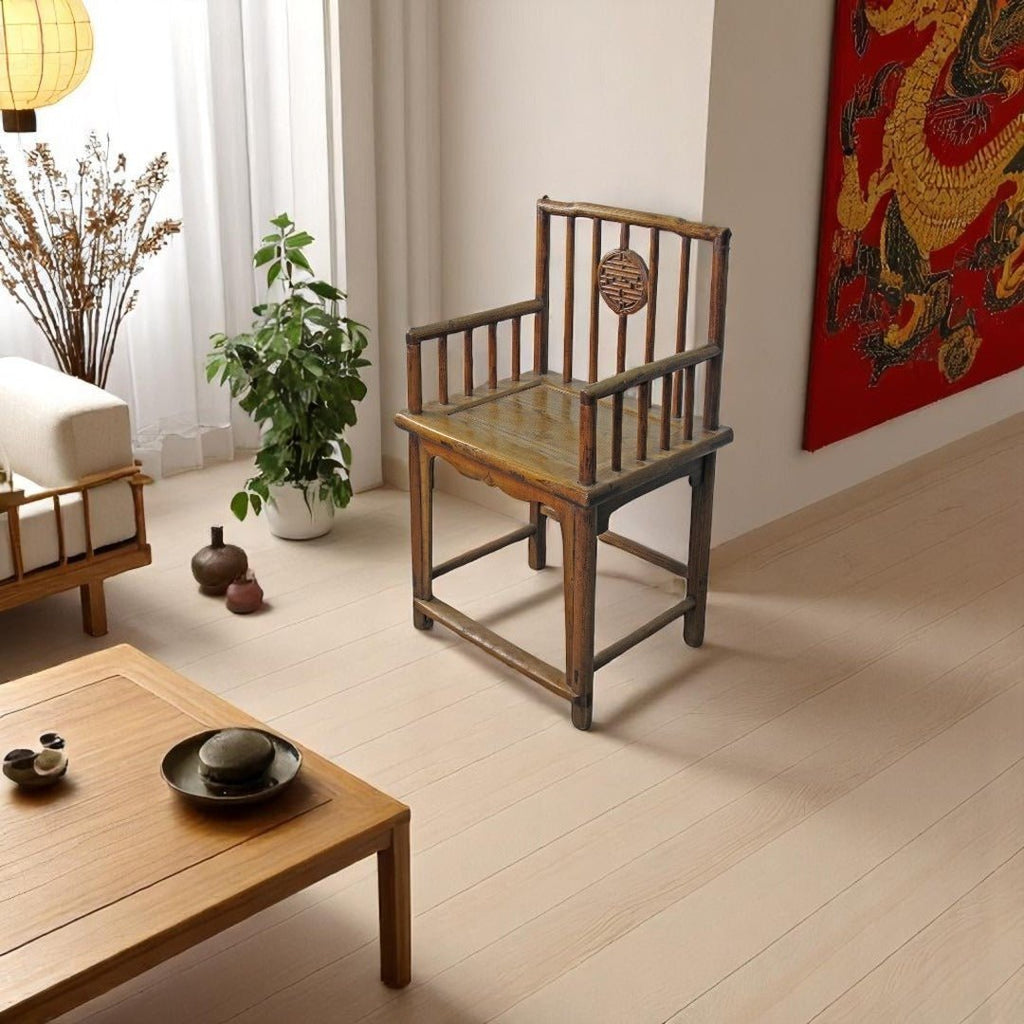 Double Happiness Chinese Antique Arm Chair - Dyag East