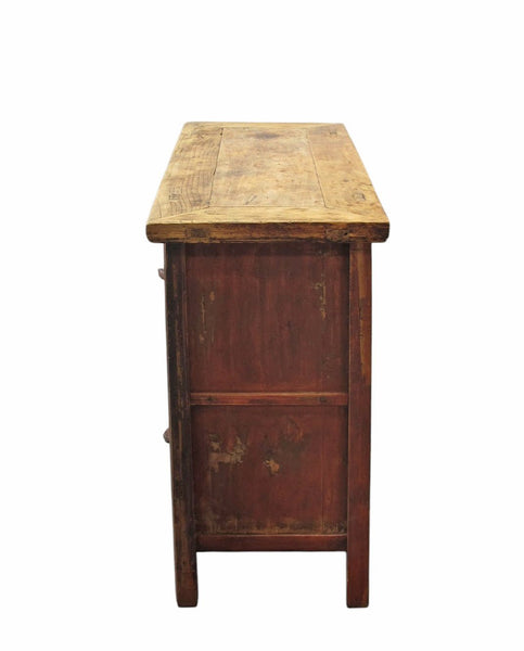 Double Top Drawer Carved Elm Sideboard - Dyag East