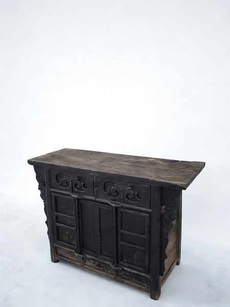 Dual - Drawer Coffer Cabinet with Carved Sides - Dyag East