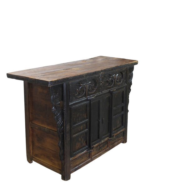 Dual-Drawer Coffer Cabinet with Carved Sides - Dyag East