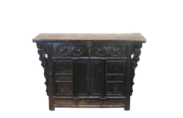 Dual-Drawer Coffer Cabinet with Carved Sides - Dyag East