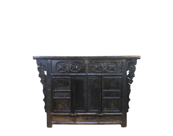 Dual-Drawer Coffer Cabinet with Carved Sides - Dyag East