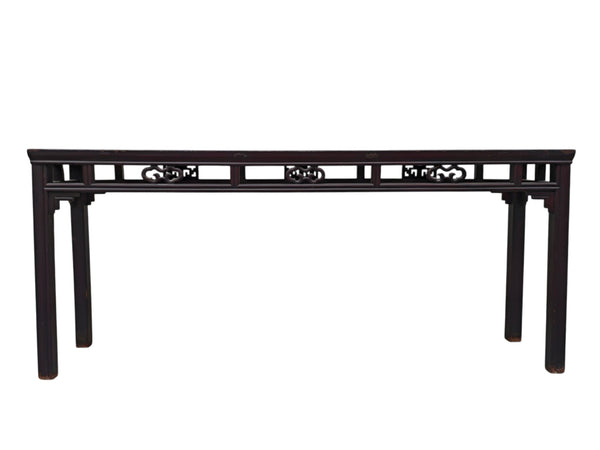Early 19th Century Chinese Elm Console Table with Openwork Apron - Dyag East